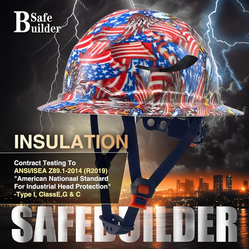 SAFEBUILDER G1E Construction Full Brim Hard Hats ANSI Class E HDPE Safety Helmet Hardhats Sunshade Industrial Head Protection - Image 5